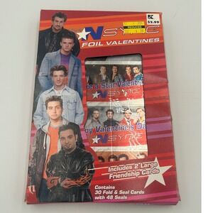 Y2K Vintage 2001 NSYNC Foil Valentines 30 Fold & Seal Cards Boy Band set of 2